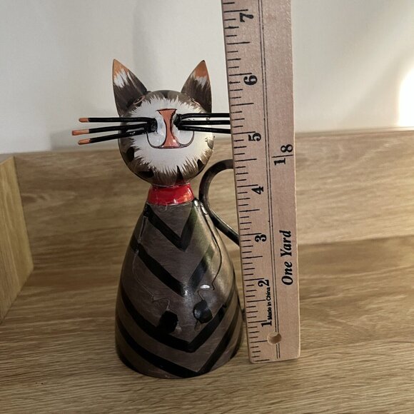 Faye SAS Blanquefort Made In France Cat Home Decor Trinket Metal Hand-Painted - Picture 8 of 9
